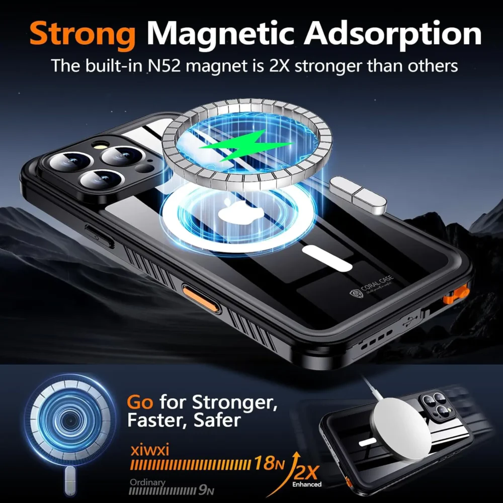 iPhone 16 Pro Max Waterproof Lifeproof Shockproof Dustproof Strong magnitc MagSafe Caes