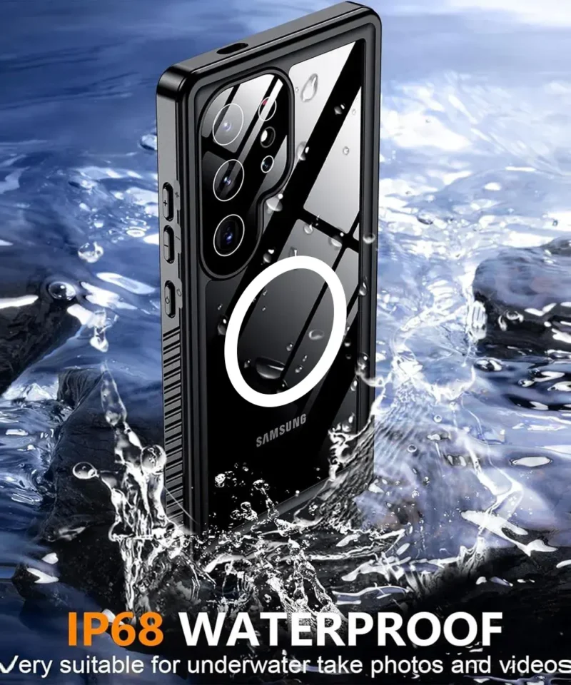 S25 Ultra WaterProof Lifeproof Shockproof dustproof Black & Clear case -IP68 WaterProof