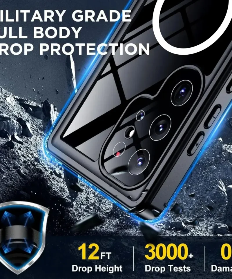 S25 Ultra WaterProof Lifeproof dustproof Black & Clear case - Fullbody Protection