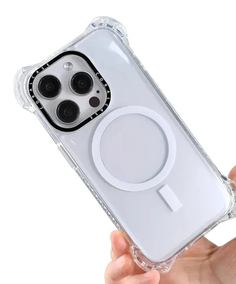 iPhone 16 Pro Max Transparent White Bounce Case MagSafe Compatible 7.5M Shockproof Dropproof