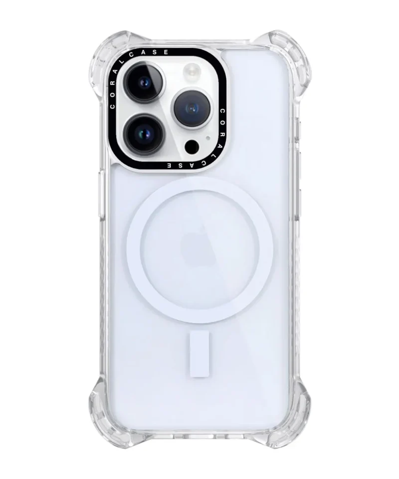 iPhone 16 Pro Max Transparent White Bounce Case MagSafe Compatible 7.5M Shockproof - Rear View