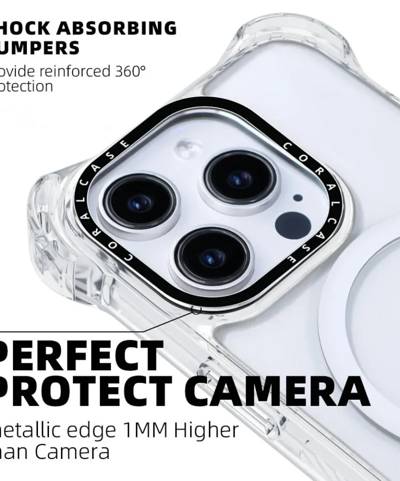 iPhone 16 Pro Max Transparent White Bounce Case MagSafe Compatible 7.5M Shockproof perfect protect Camera