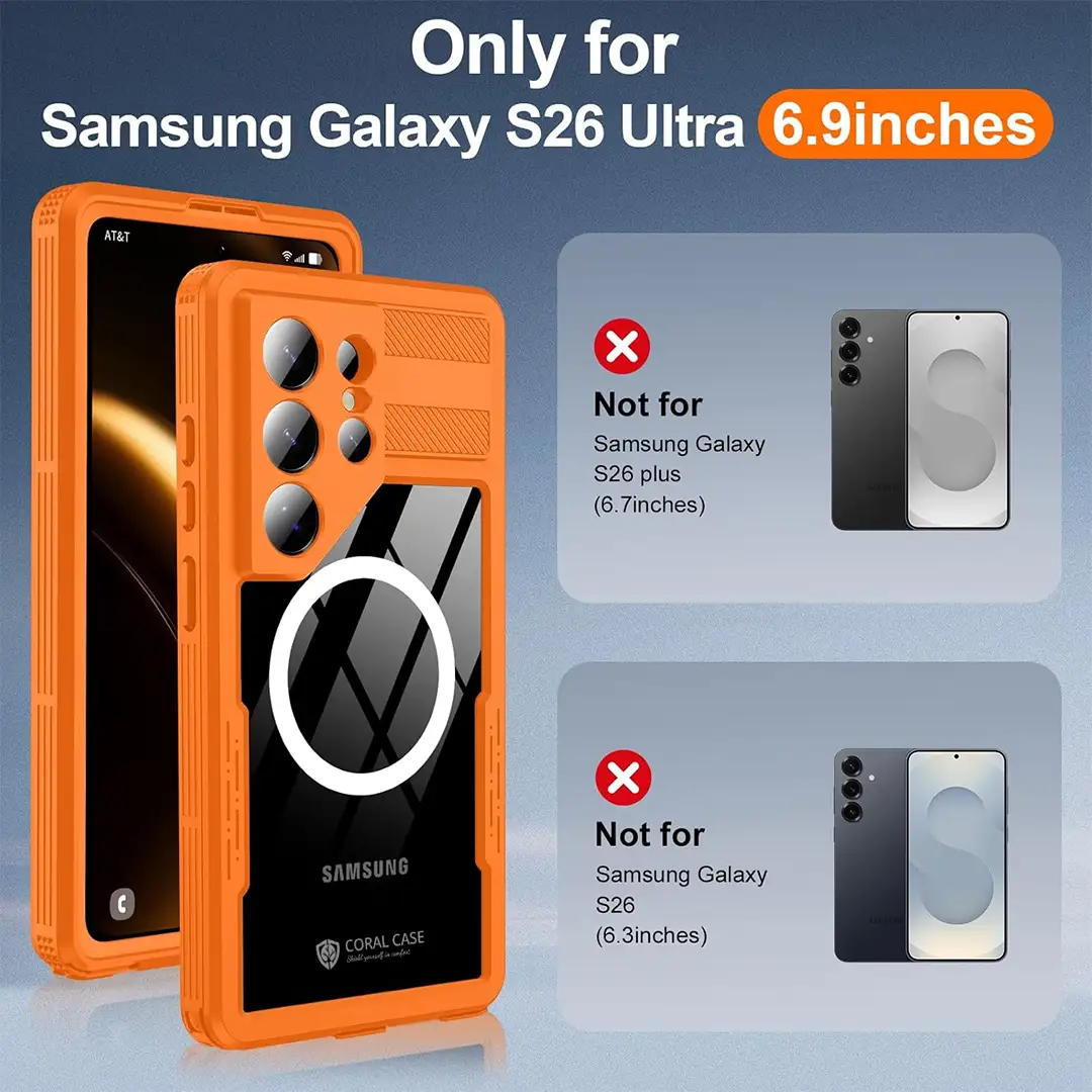 Galaxy S26 Ultra Waterproof Cases Orange just for s25 ultra